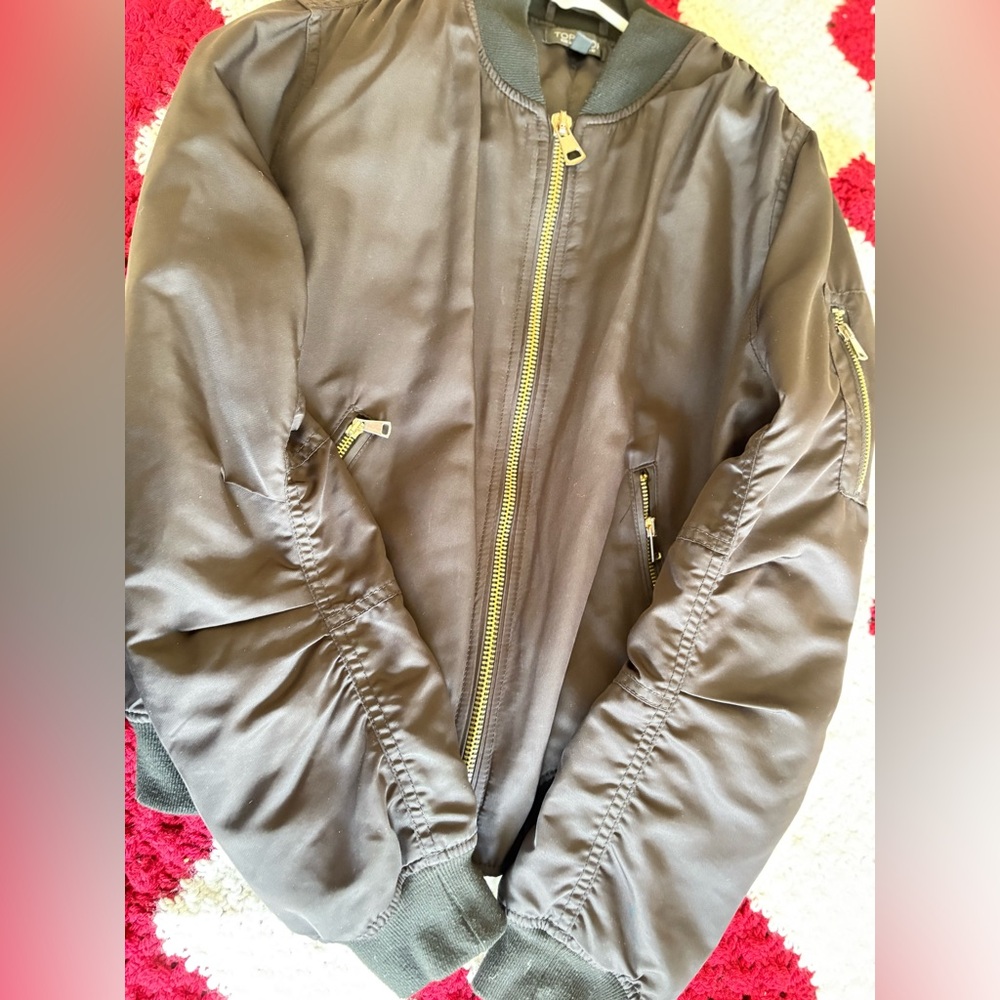 T Classic Stylish Black Topshop Bomber Jacket | Size 6 - Picture 5 of 10
